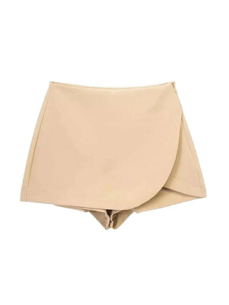 Falda corta estilo pareo a la moda para Mujer, faldas Vintage de cintura alta con cremallera lateral, falda para Mujer