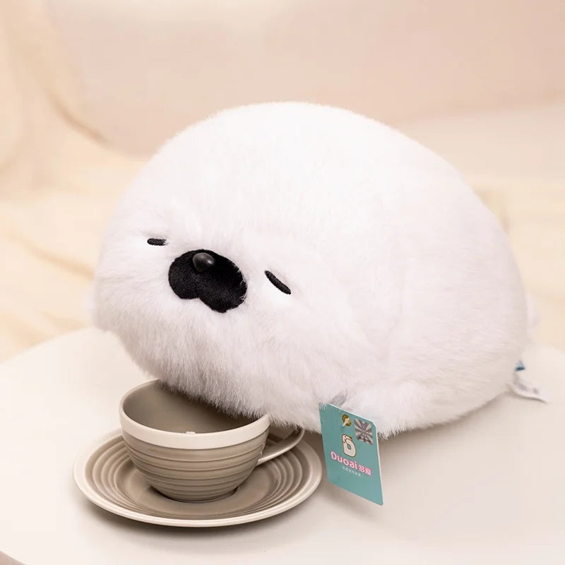 Sello de auriculares de dibujos animados de alta calidad, lontra marina, juguete de peluche, bola, cojín redondo, almohada para niños, regalo de cumpleaños, siesta escolar y sueño