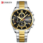 Relojes CURREN para hombre, relojes de lujo de primeras marcas para hombre, cronógrafo Original resistente al agua de acero inoxidable, fase lunar, fecha, esfera giratoria