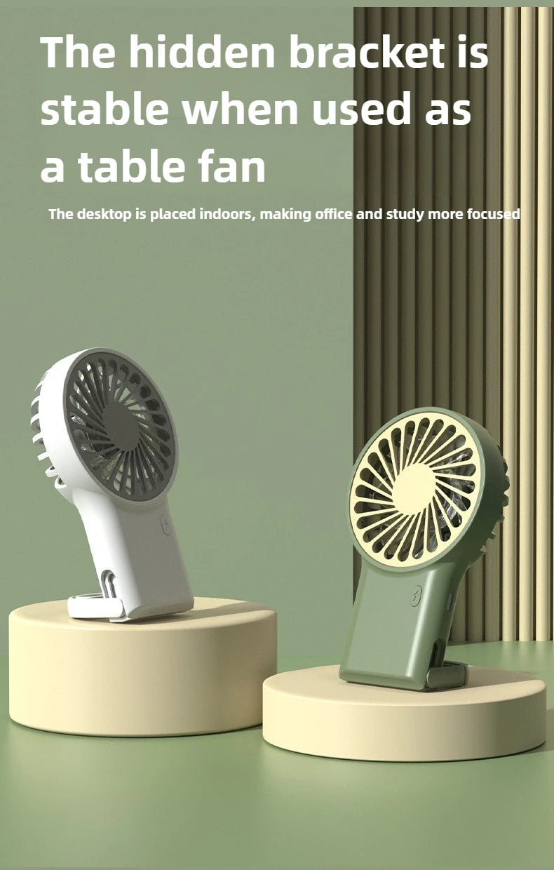Miniventilador plegable de mano recargable por USB, diseño de dibujos animados con gancho para montañismo, uso en el hogar y la Oficina al aire libre, nuevo
