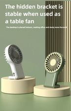 Miniventilador plegable de mano recargable por USB, diseño de dibujos animados con gancho para montañismo, uso en el hogar y la Oficina al aire libre, nuevo