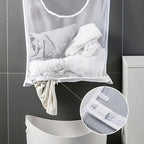 Bolsa de almacenamiento de ropa sucia, cesta con marco, cubo de malla plegable para lavandería, baño, colgante de pared, organizador de ropa para el hogar con gancho