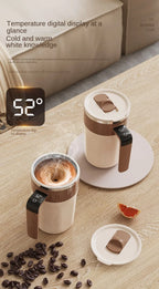 Taza mezcladora de 400ML, taza de café con pantalla LED de temperatura, taza autoagitadora de café y leche con rotación magnética de acero inoxidable 316