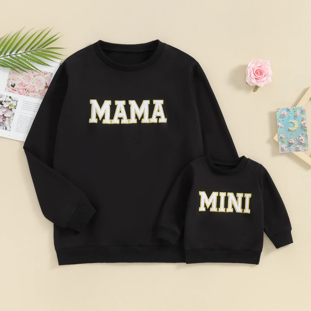Citgeett primavera mamá y yo trajes a juego 0-3Y Bordado de letras jerseys de manga larga otoño sudadera Tops