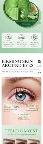 Mascarilla de colágeno de Aloe Vera para ojos, 60 uds., eliminación de ojeras, bolsas para ojos, parches hidratantes reafirmantes para ojos, productos para el cuidado de la piel