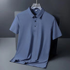 Polo de seda de hielo para hombre, camiseta de manga corta, elástica, sin hierro, fina, ligera, de lujo