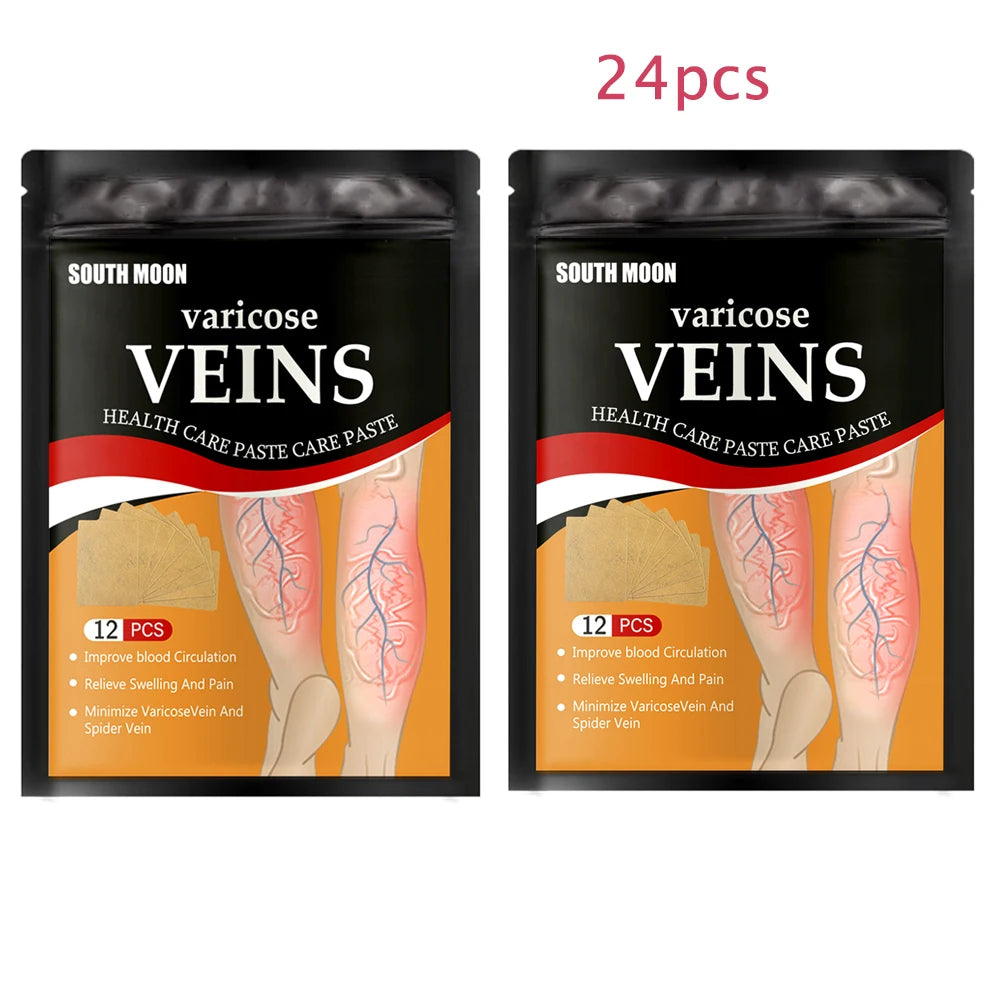 Parche para tratamiento de venas varicosas, yeso para hinchazón dolor de piernas, promueve el metabolismo, promueve la circulación sanguínea suave, Unisex, 12/24 unidades