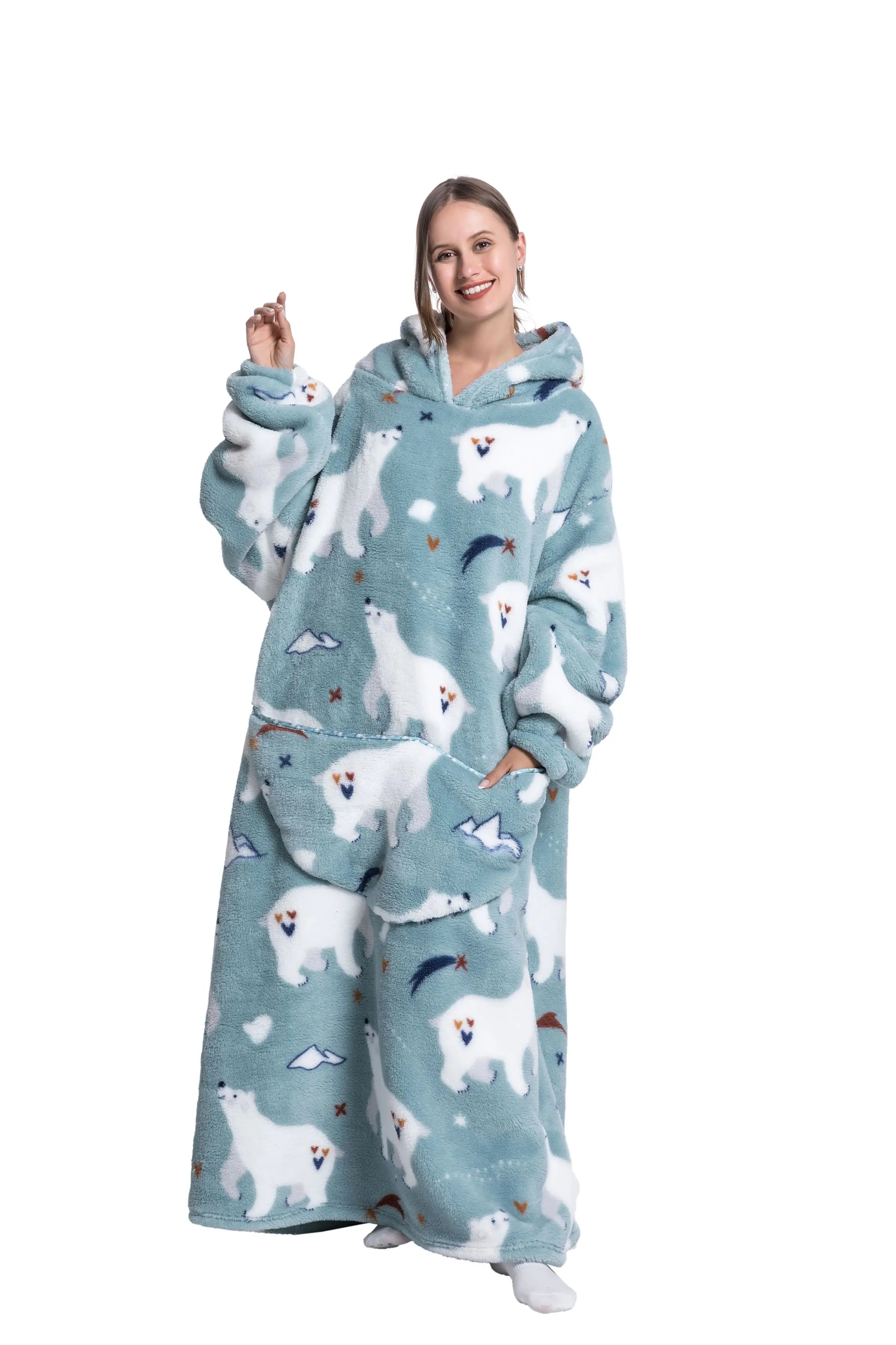 2023 nueva manta usable de TV de gran tamaño Extra larga cálida lana de felpa invierno Sherp Sudadera con capucha hombres mujeres sudadera suave regalos