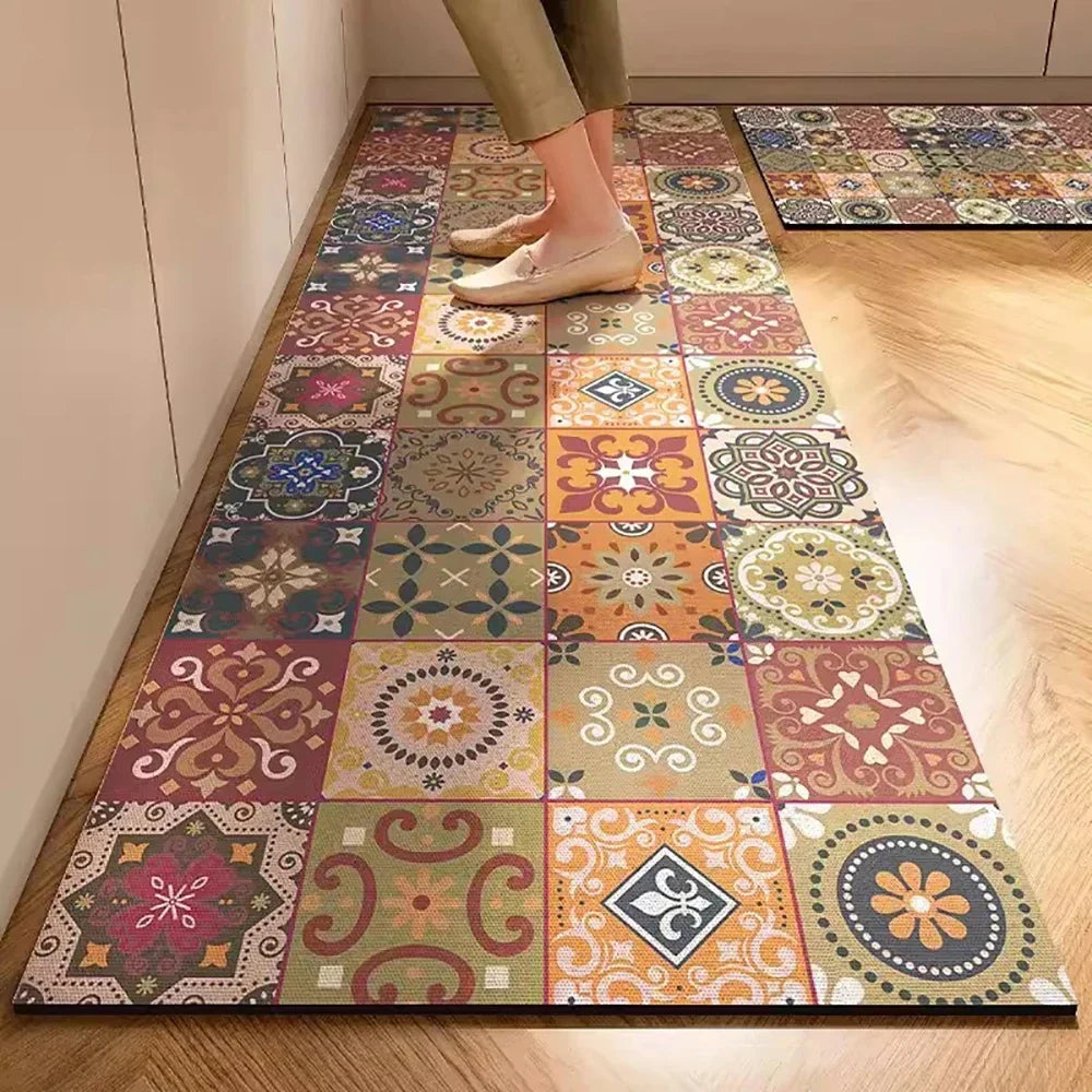 Alfombra de cocina con estampado absorbente, alfombra antideslizante para pasillo, alfombras largas para sala de estar, dormitorio, entrada, felpudo para baño