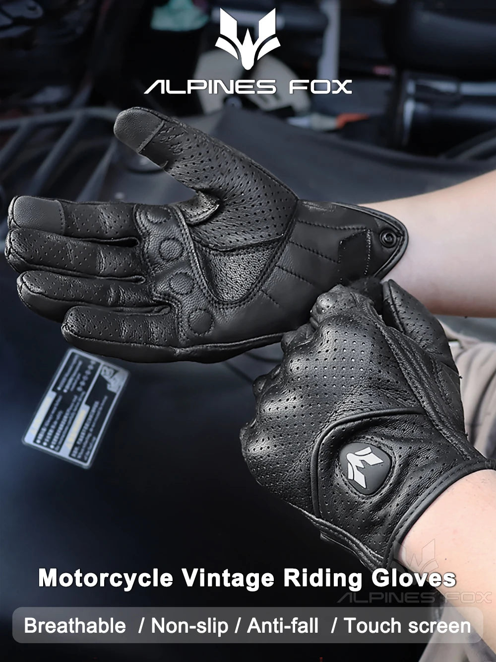 Guantes de cuero Vintage para motocicleta para hombre, Guantes negros resistentes al desgaste con pantalla táctil, antideslizantes, Retro, novedad de verano 2023