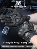 Guantes de cuero Vintage para motocicleta para hombre, Guantes negros resistentes al desgaste con pantalla táctil, antideslizantes, Retro, novedad de verano 2023