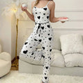 Regalo del Día de San Valentín Estampado de Corazones Sin Mangas Cami Tops con Pantalones Largos Conjunto de Pijamas de 2 Piezas para Mujer Ropa de Dormir Loungewear