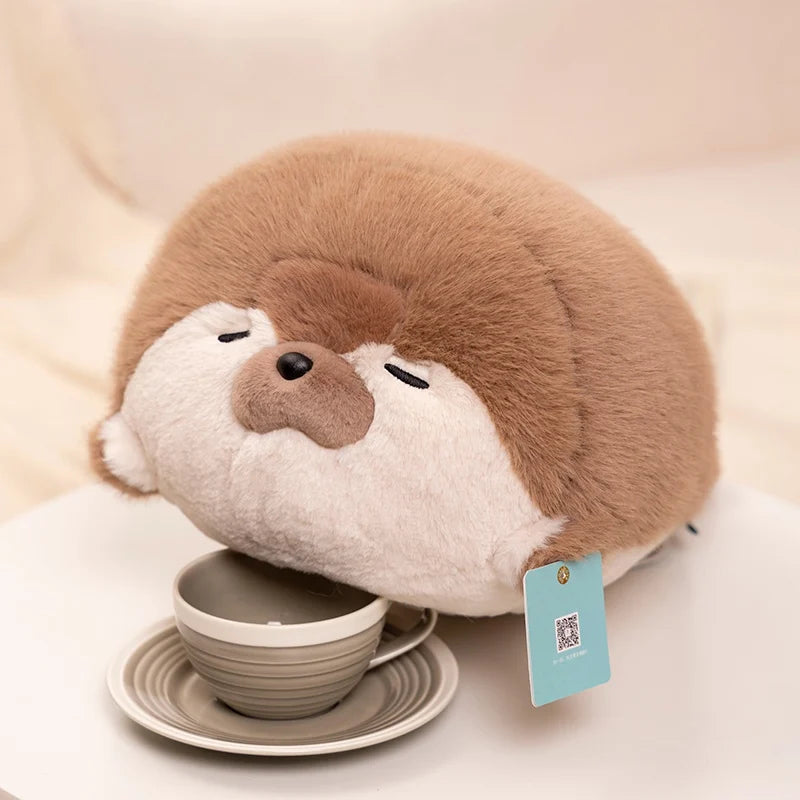 Sello de auriculares de dibujos animados de alta calidad, lontra marina, juguete de peluche, bola, cojín redondo, almohada para niños, regalo de cumpleaños, siesta escolar y sueño