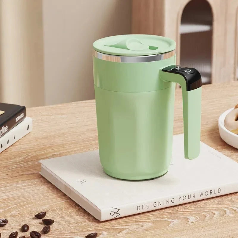 Taza mezcladora de 400ML, taza de café con pantalla LED de temperatura, taza autoagitadora de café y leche con rotación magnética de acero inoxidable 316