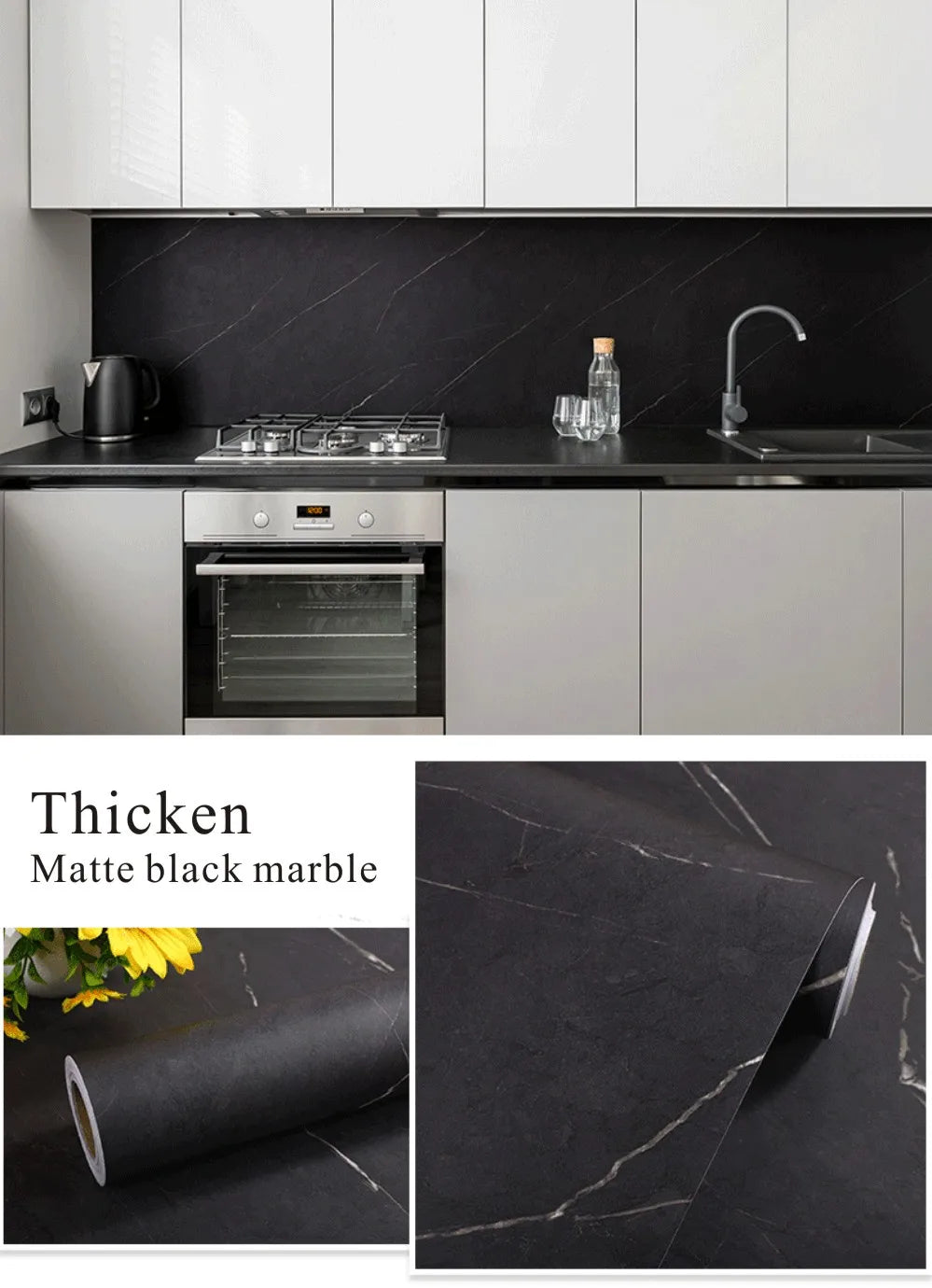Pegatinas gruesas de mármol mate, papel tapiz autoadhesivo para cocina, a prueba de aceite, gabinetes de escritorio, encimeras, muebles, película decorativa