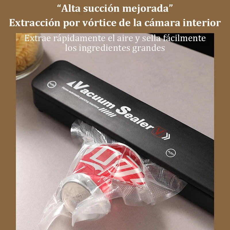 Máquina de envasado al vacío, 220V/110V, con 10Uds,De bolsas de vacío gratis, sellador al vacío de alimentos negro para el hogar