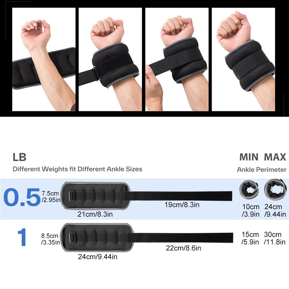1 par de pesas ajustables para tobillo y muñeca (0,5 kg/1 kg) - correas ligeras de neopreno para correr, entrenamiento de fuerza de yoga para todas las edades