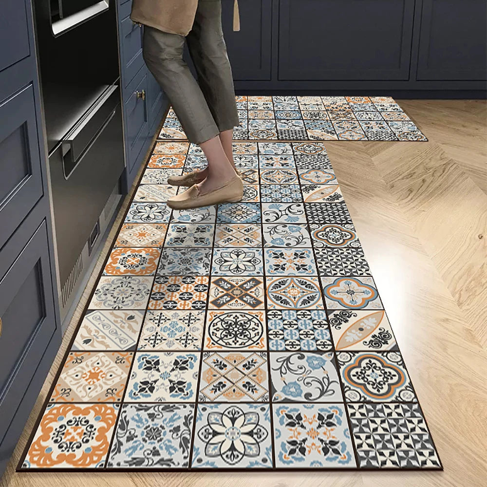 Alfombra de cocina con estampado absorbente, alfombra antideslizante para pasillo, alfombras largas para sala de estar, dormitorio, entrada, felpudo para baño
