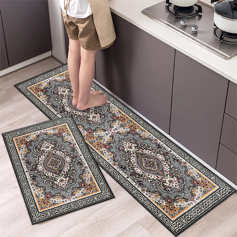 Alfombra de cocina con estampado absorbente, alfombra antideslizante para pasillo, alfombras largas para sala de estar, dormitorio, entrada, felpudo para baño