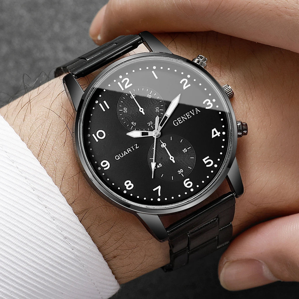 Relojes de negocios a la moda para Hombre, Reloj de pulsera de cuarzo de lujo para Hombre, Reloj negro, Reloj Masculino, Reloj para Hombre (sin caja)