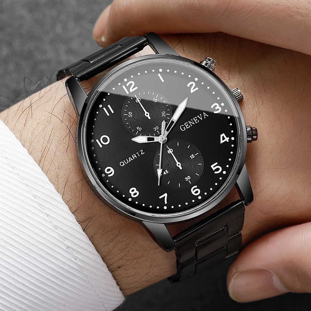 Relojes de negocios a la moda para Hombre, Reloj de pulsera de cuarzo de lujo para Hombre, Reloj negro, Reloj Masculino, Reloj para Hombre (sin caja)