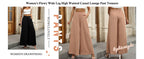 Pantalones de pierna ancha de talle alto para mujer Palazzo Casual Cintura elástica Lounge Pantalones largos fluidos con bolsillos