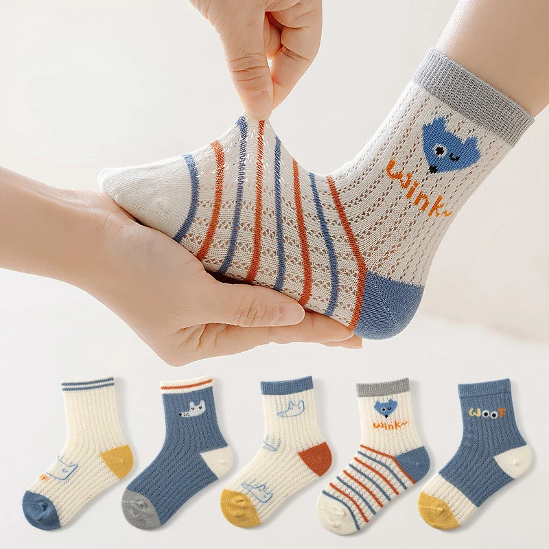 5 pares de calcetines para niños de 1 a 12 años 2025 primavera/verano niños niñas malla calcetines finos transpirables calcetines suaves y cómodos calcetines para niños