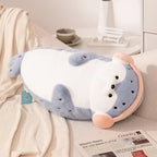 Sello de auriculares de dibujos animados de alta calidad, lontra marina, juguete de peluche, bola, cojín redondo, almohada para niños, regalo de cumpleaños, siesta escolar y sueño