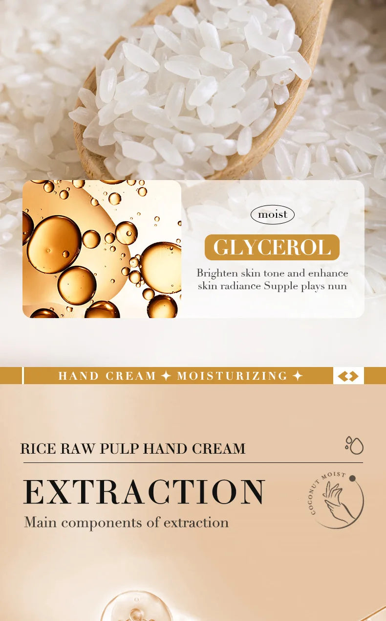 3/5 piezas BIOAQUA Crema de manos de arroz blanco, blanqueadora, hidratante, nutritiva, antienvejecimiento, productos para el cuidado de la piel de las manos