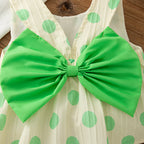 Conjunto de 2 piezas para niñas pequeñas, Top y pantalones cortos sin mangas con lazo de lunares de estilo coreano, traje informal de algodón de verano para bebés recién nacidos para jugar