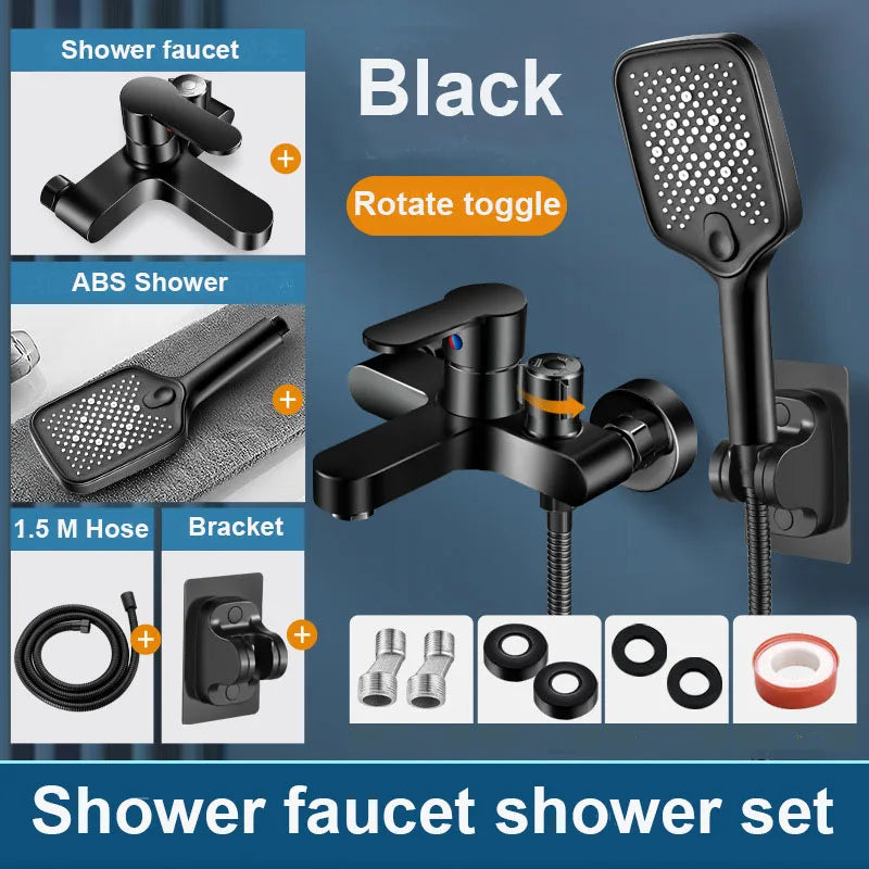 Grifo de ducha de baño cromado, grifo mezclador de doble caño de agua fría y caliente montado en la pared de latón para lavabo de ducha de baño divisor de baño