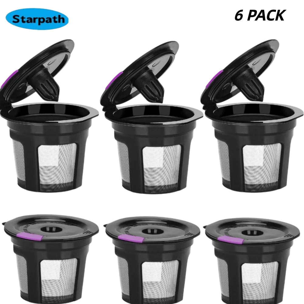 Filtros Reutilizables Ecológicos para Cápsulas K-Cup, Paquete de 6 - Malla de Acero Inoxidable de Grado Alimenticio, Compatibles con Cafeteras Keurig 1.0 y 2.0