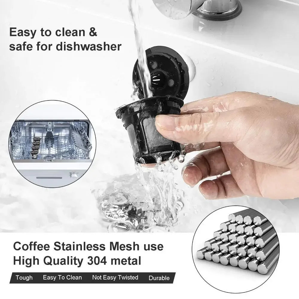 Filtros Reutilizables Ecológicos para Cápsulas K-Cup, Paquete de 6 - Malla de Acero Inoxidable de Grado Alimenticio, Compatibles con Cafeteras Keurig 1.0 y 2.0