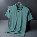 Polo de seda de hielo para hombre, camiseta de manga corta, elástica, sin hierro, fina, ligera, de lujo
