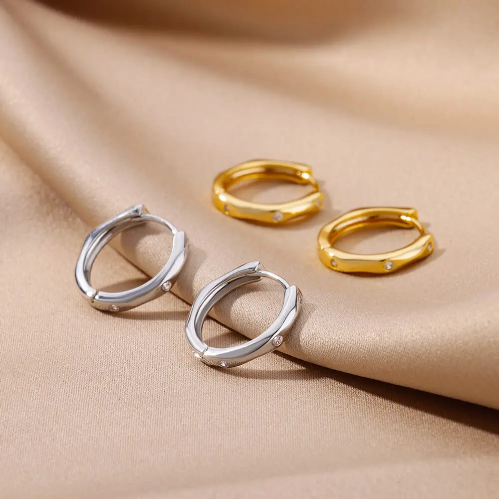 Pendientes redondos elegantes para mujeres y niñas, aretes de aro de acero inoxidable de lujo, joyería estética de compromiso de boda Vintage