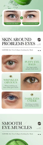 Mascarilla de colágeno de Aloe Vera para ojos, 60 uds., eliminación de ojeras, bolsas para ojos, parches hidratantes reafirmantes para ojos, productos para el cuidado de la piel