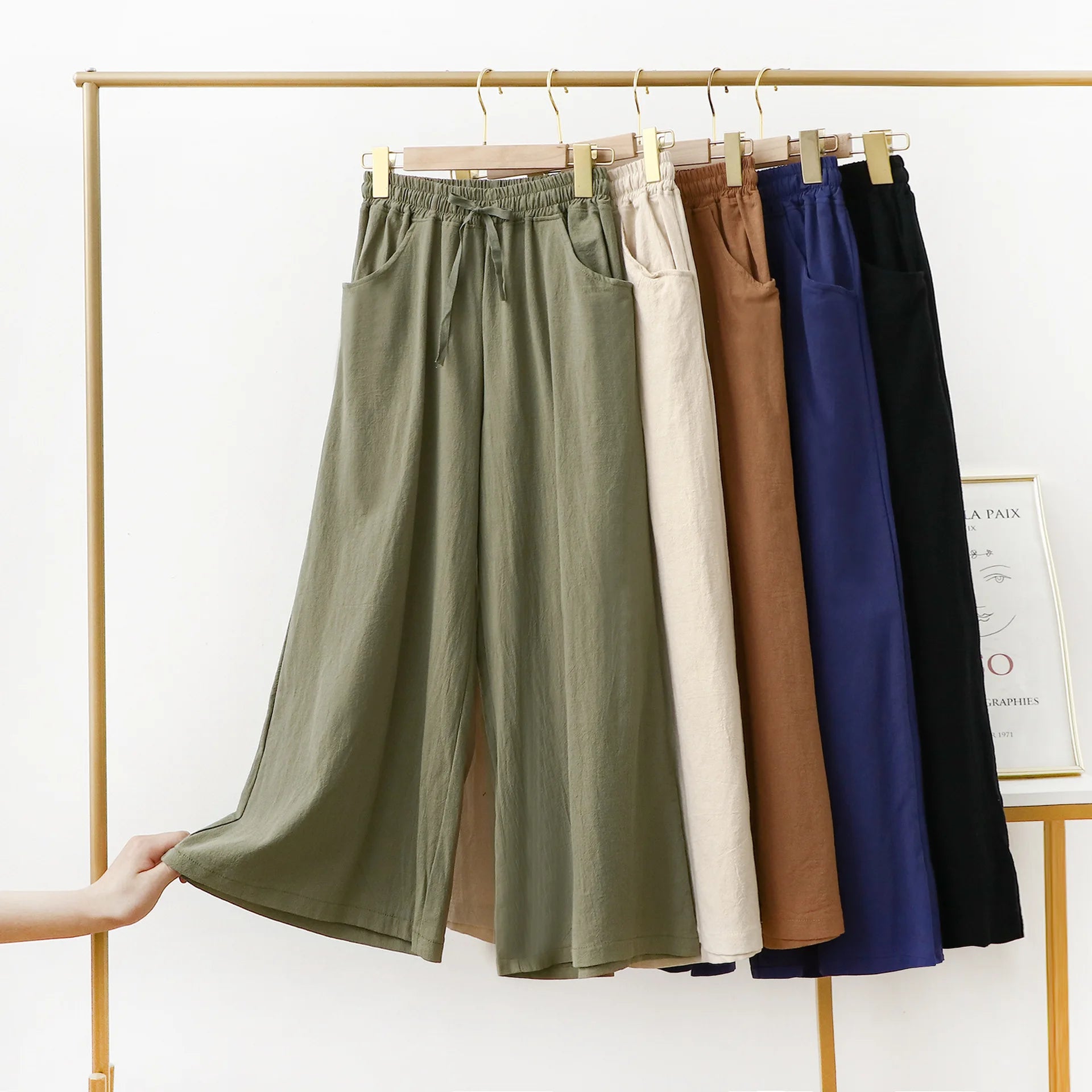 Pantalones De Mujer, nuevos Pantalones De pijama De lino y algodón para Mujer, Pantalones De pierna ancha, ropa De dormir femenina, pantalón para casa para primavera, verano y otoño