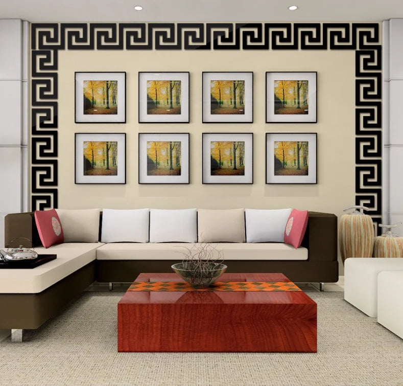 Nuevo 10 Uds. Adhesivo de espejo acrílico con borde de edificio, arte de pared, decoración DIY para el hogar, pegatinas de pared de espejo, decoración para el hogar y la Oficina, 100x100mm