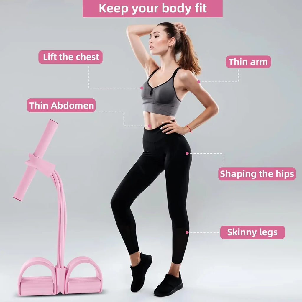 Tensor de banda de resistencia de 4 niveles con asas antideslizantes - Equipo de fitness en casa para entrenamiento muscular abdominal Yoga abdominal