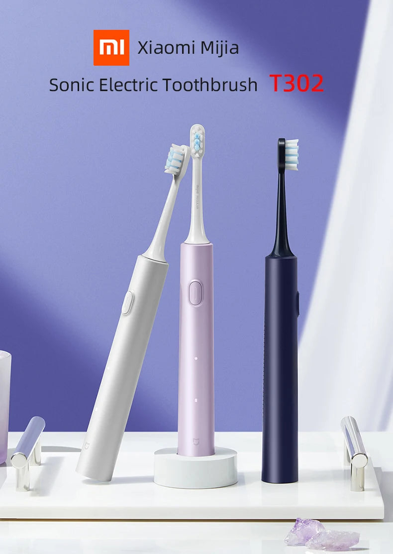 Juego de cepillos de dientes eléctricos sónicos Xiaomi MIJIA T302, 4 cabezales de cepillo, IPX8, resistente al agua, carga inalámbrica, cepillo de dientes electrónico