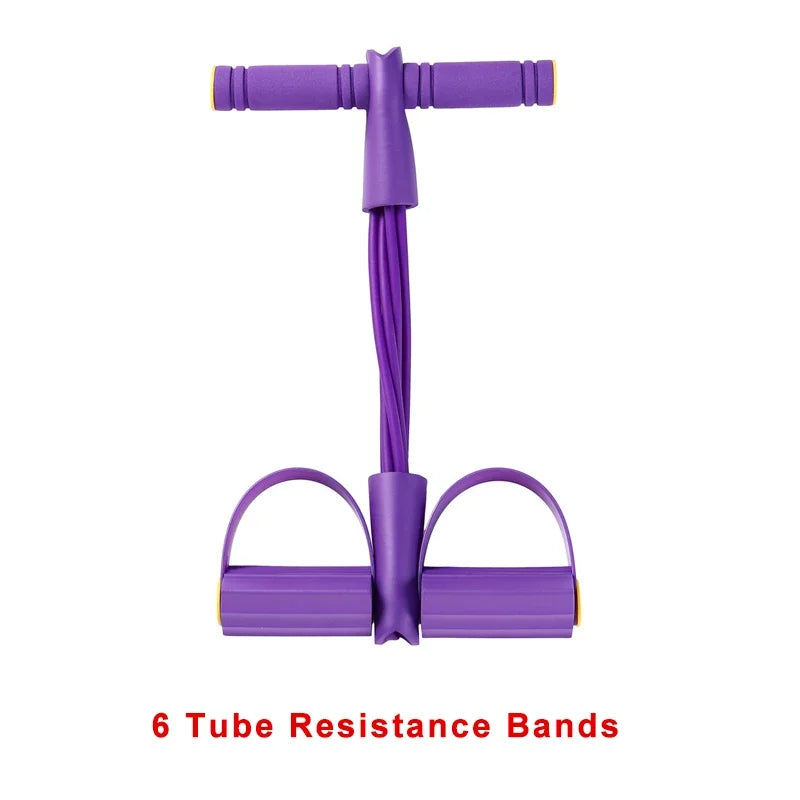 Tensor de banda de resistencia de 4 niveles con asas antideslizantes - Equipo de fitness en casa para entrenamiento muscular abdominal Yoga abdominal