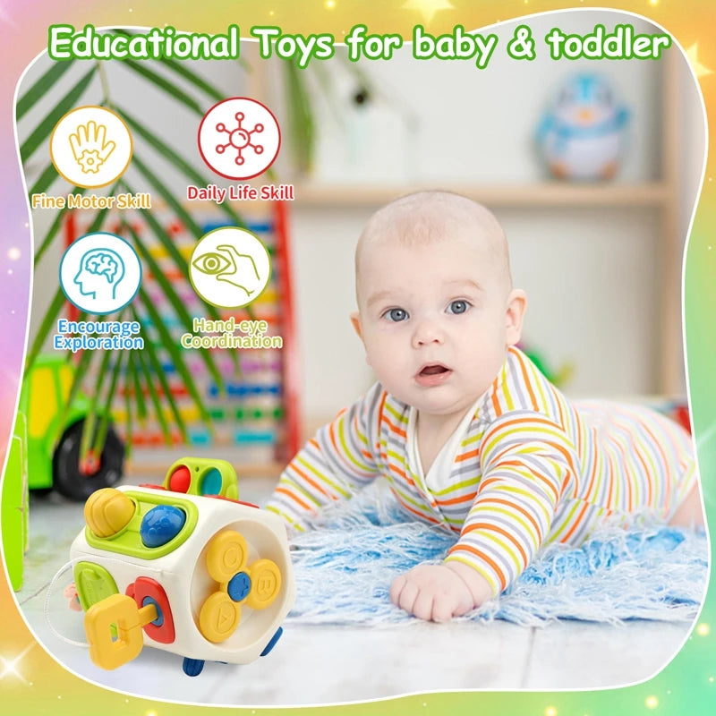 Cubo ocupado para niños pequeños, juguete de actividades sensoriales Montessori, tablero ocupado, en 1 10, cubo Fidget, autismo, aprendizaje, juguetes de viaje, regalos para bebés