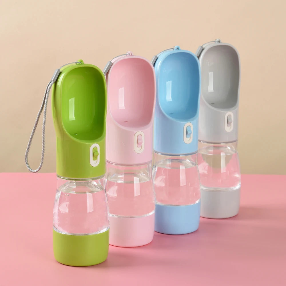 Dispensador portátil de botellas de agua para perros 2 en 1, alimentador de agua y comida para mascotas, cuencos para caminar al aire libre, senderismo, para gatos pequeños y perros