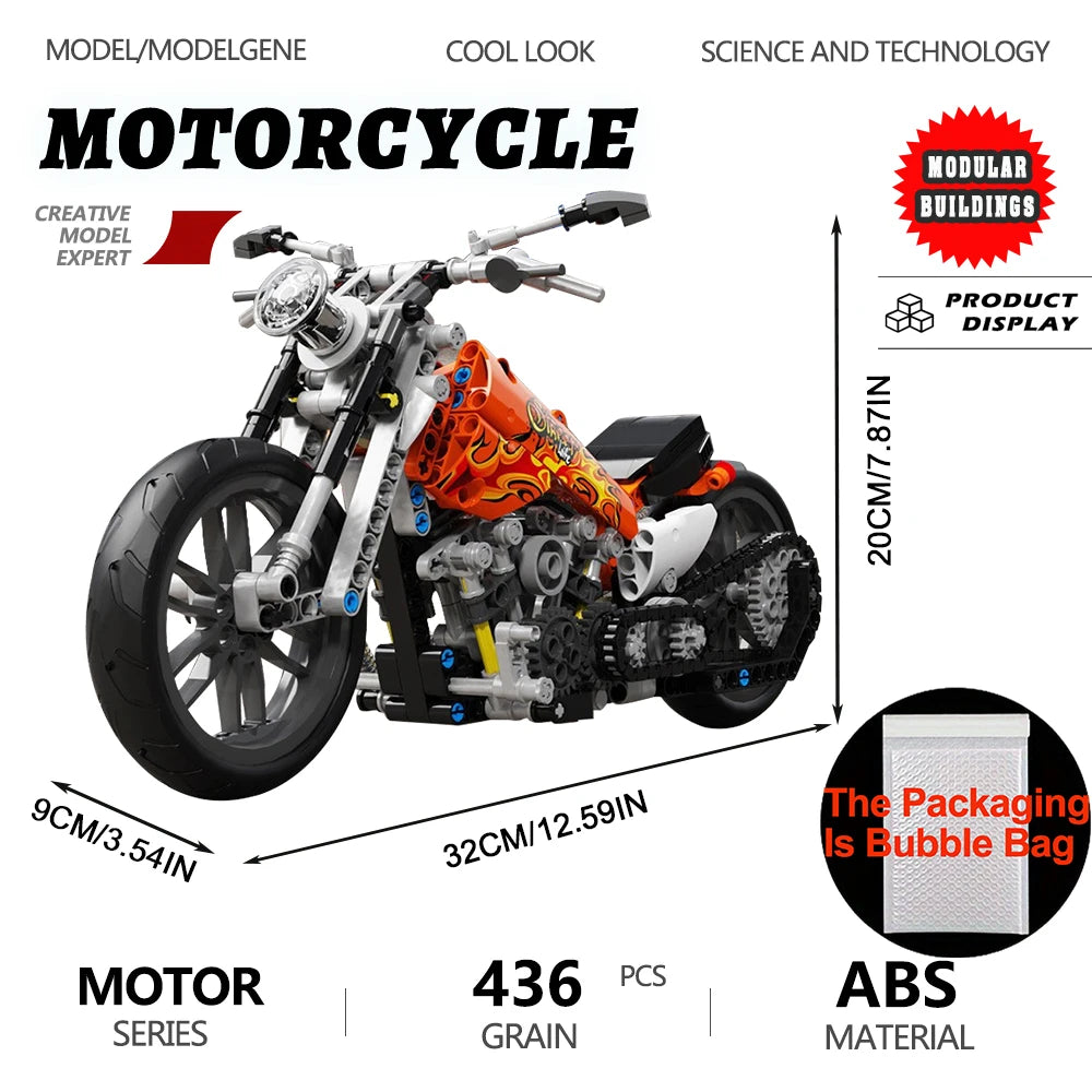Bloques de construcción modulares para niños, juego de ladrillos de motocicleta técnica, modelo de plástico, regalo