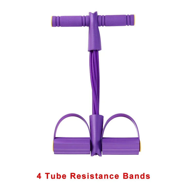 Tensor de banda de resistencia de 4 niveles con asas antideslizantes - Equipo de fitness en casa para entrenamiento muscular abdominal Yoga abdominal