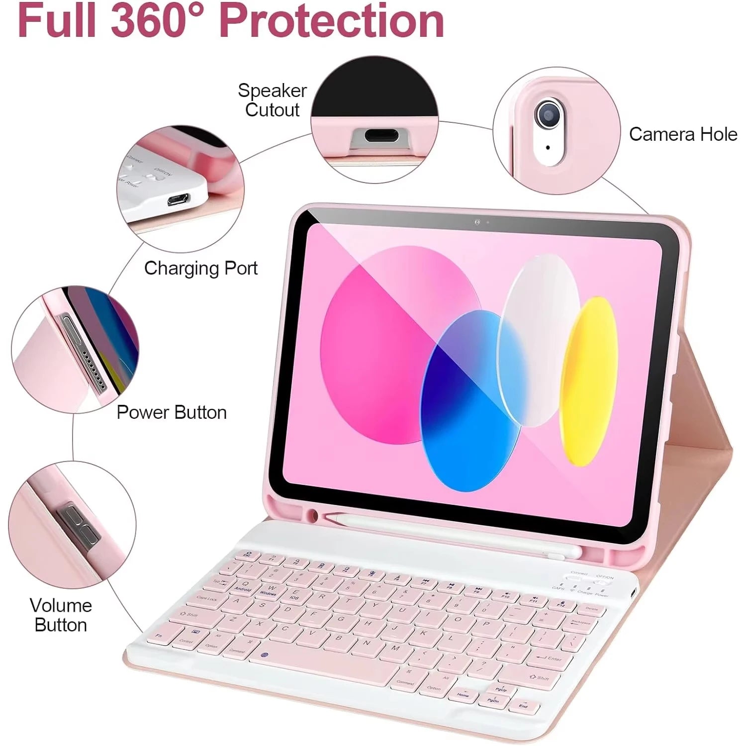 Funda con teclado para iPad de 10. a generación 2022, 10,9 pulgadas, funda con teclado Bluetooth desmontable para iPad 11 11 pulgadas A16 2025 con portalápices