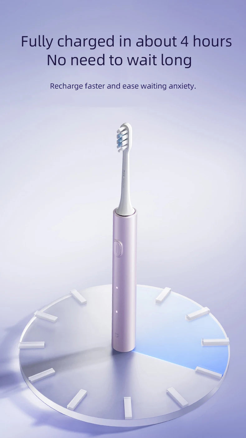 Juego de cepillos de dientes eléctricos sónicos Xiaomi MIJIA T302, 4 cabezales de cepillo, IPX8, resistente al agua, carga inalámbrica, cepillo de dientes electrónico
