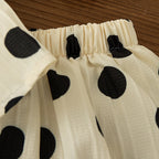 Conjunto de 2 piezas para niñas pequeñas, Top y pantalones cortos sin mangas con lazo de lunares de estilo coreano, traje informal de algodón de verano para bebés recién nacidos para jugar