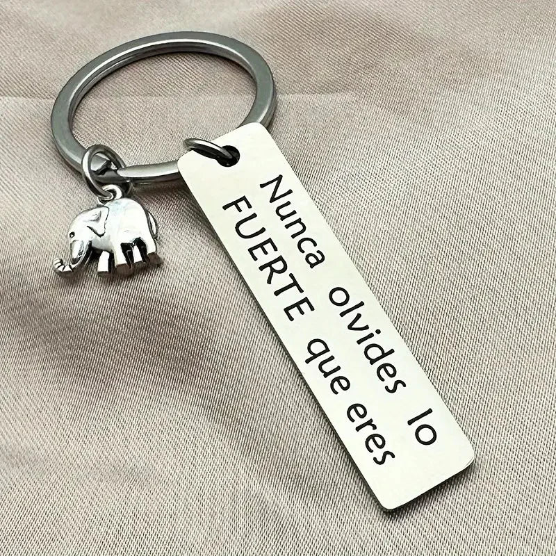 Llavero de Acero Inoxidable con Elefante en Polvo, Energía Positiva e Inspiradora, para Hombre, Decoración para Coche o Mochila