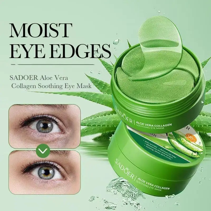 Mascarilla de colágeno de Aloe Vera para ojos, 60 uds., eliminación de ojeras, bolsas para ojos, parches hidratantes reafirmantes para ojos, productos para el cuidado de la piel